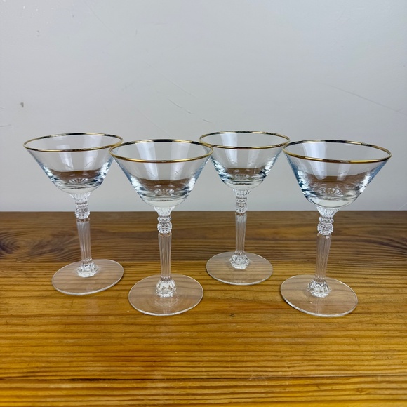 Vintage Gold Rimmed Crystal Stem Glasses – Set of 4 | Ornate Stemware - Picture 16 of 16